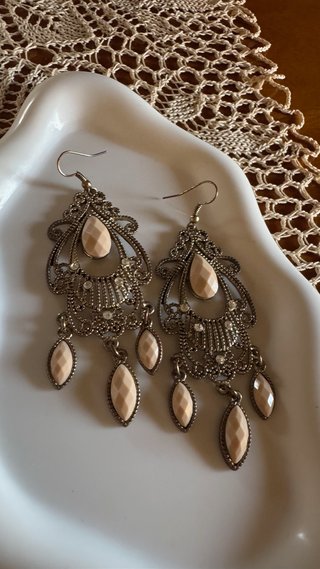 Orecchini donna chandelier argento avorio