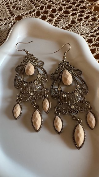 Orecchini donna chandelier argento avorio