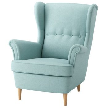 Sillón orejero STRANDMON azul turquesa