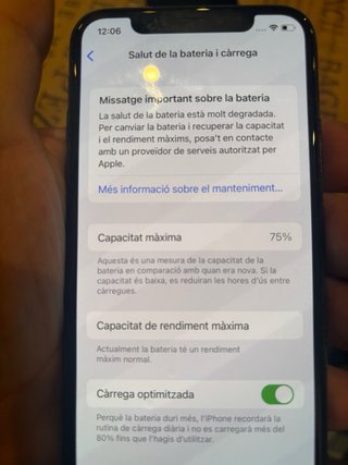 iPhone X Apple bateria 75% podeis ver foto