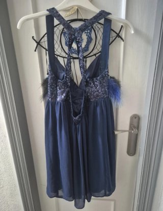 Vestido Lipsy azul corto lentejuelas