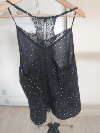 Lencera tirantes lunares encaje negro Talla L