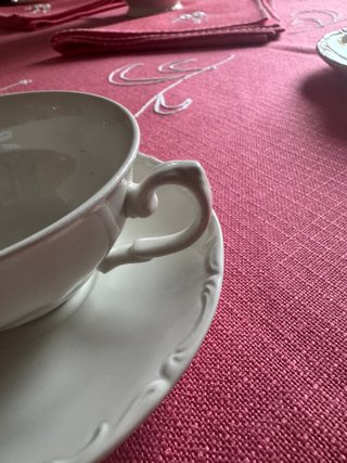 Juego de café y té porcelana blanca