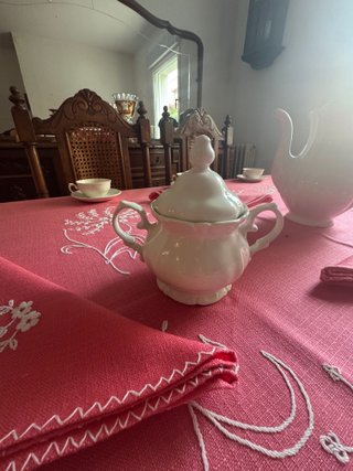 Juego de café y té porcelana blanca