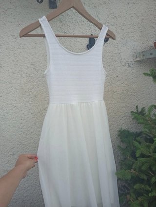 Abito bianco H&M Divided midi corpetto lavorato