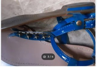 Sandalias planas Marypaz 38, dedo azul, muy nuevas
