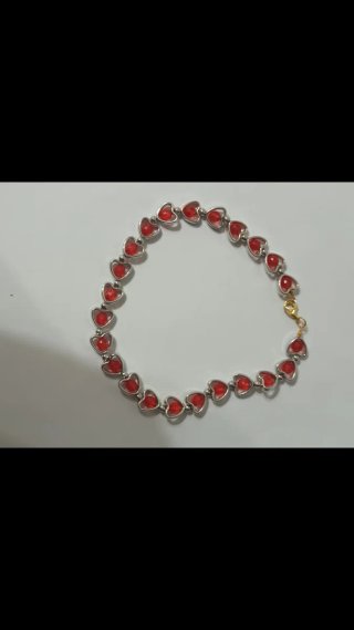 Pulsera Corazones Rojos y Plata