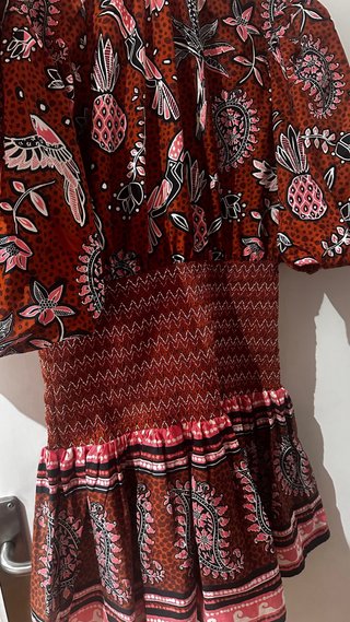Vestido estampado marrón y rosa