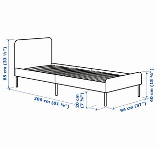 Cama tapizada SLATTUM Ikea gris