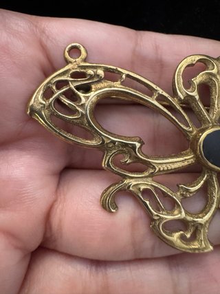 Broche/Colgante Mariposa Art Nouveau Negro/Dorado
