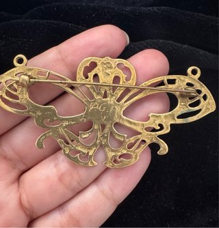 Broche/Colgante Mariposa Art Nouveau Negro/Dorado