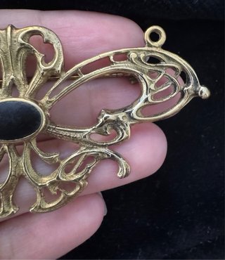 Broche/Colgante Mariposa Art Nouveau Negro/Dorado