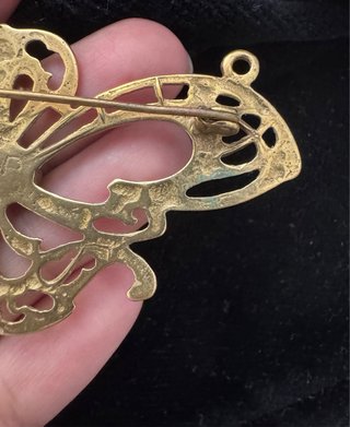 Broche/Colgante Mariposa Art Nouveau Negro/Dorado