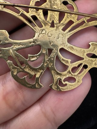 Broche/Colgante Mariposa Art Nouveau Negro/Dorado