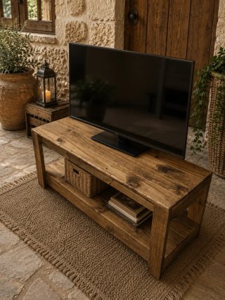 Mueble TV madera reciclada color roble