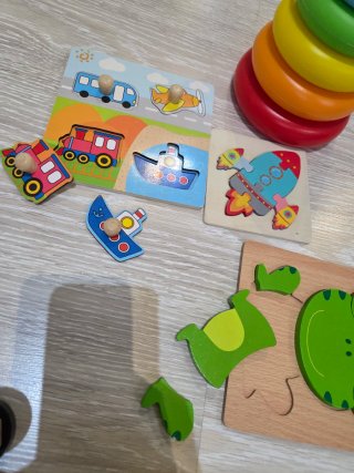 Lote juguetes de madera Montessori