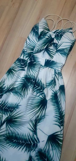 Vestido largo estampado hojas talla M