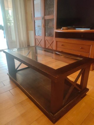 Mesa de centro madera y cristal