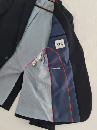 Americana Zara Hombre Verano Azul Marino