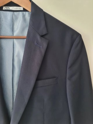 Americana Zara Hombre Verano Azul Marino