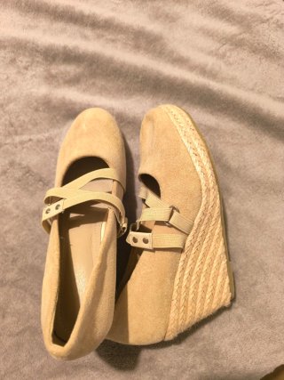Zapatos tipo alpargata tacón 8 cm beige