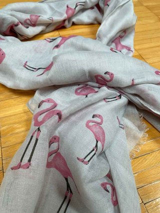 Sciarpa leggera con fenicotteri rosa #409-1