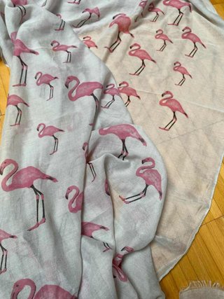 Sciarpa leggera con fenicotteri rosa #409-1