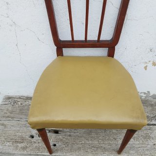 Silla Comedor Mid Century Madera y Piel Sintética