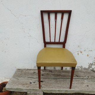 Silla Comedor Mid Century Madera y Piel Sintética