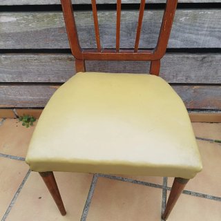 Silla Comedor Mid Century Madera y Piel Sintética