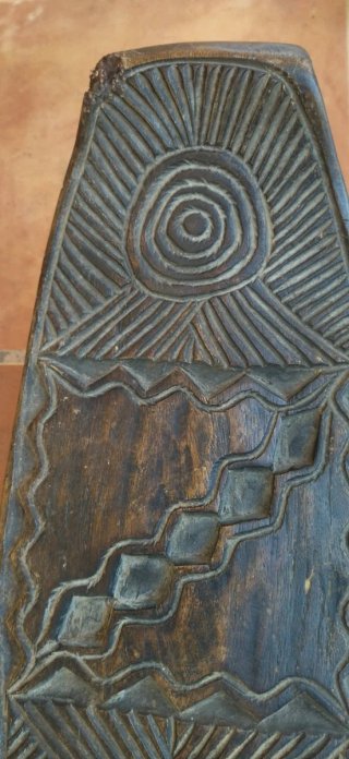 Apoya cabeza, taburete, figura, de madera, África.