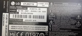 Despiece TV LG 47LB671V. Placa base vendida .