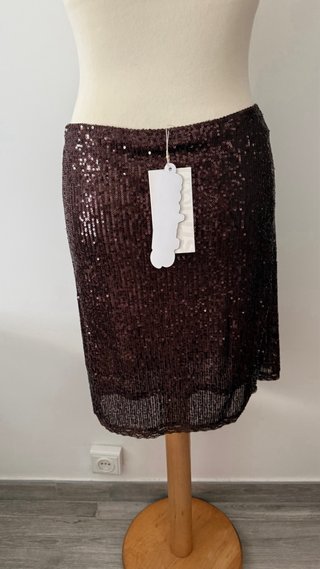 Falda de lentejuelas marrón