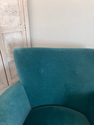 Sillón de lectura terciopelo verde azulado