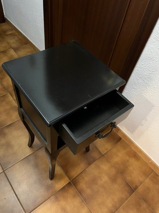 Mesita de noche negra madera