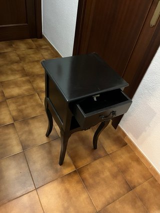 Mesita de noche negra madera