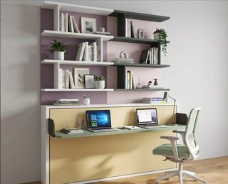 Cama abatible con escritorio y estantería 90×190