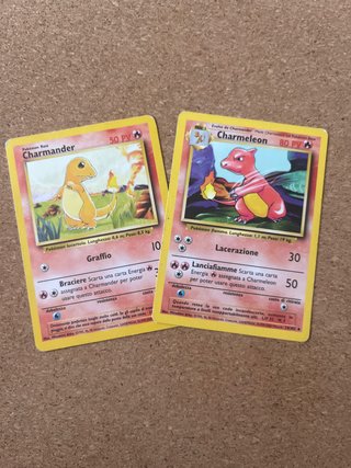 Carte Pokémon Charmander e Charmeleon Prima Edizio