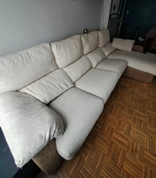 Sofá modular beige y marrón