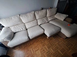 Sofá modular beige y marrón