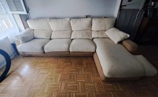 Sofá modular beige y marrón