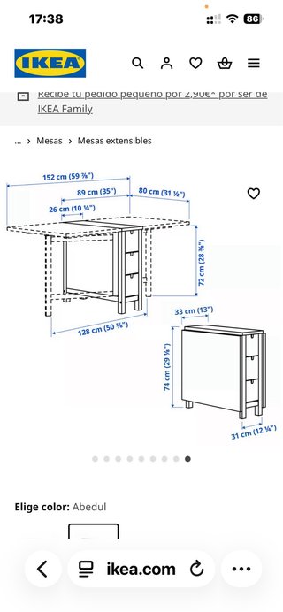 Mesa comedor extensible Ikea Norden