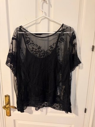 Camisa de encaje negro