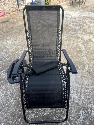 Tumbona plegable negra con bandeja Conjunto de dos