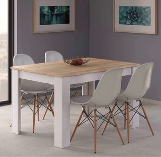 Mesa Comedor Extensible Madera Blanca/Marrón