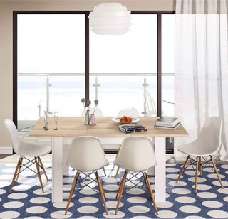 Mesa Comedor Extensible Madera Blanca/Marrón
