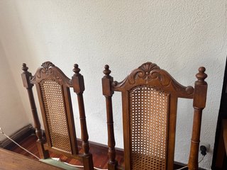 6 Sillas Antiguas Madera y Rattan