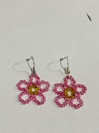 Pendientes flor rosa y amarilla