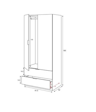 Armario Tuc 81x180x52cm Blanco con dos cajones