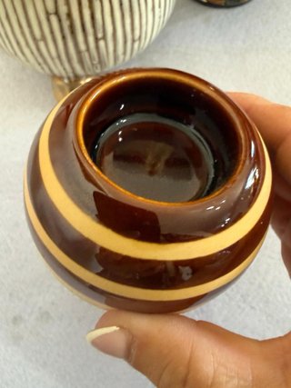 Set 3 vasi ceramica tedesca marrone oro